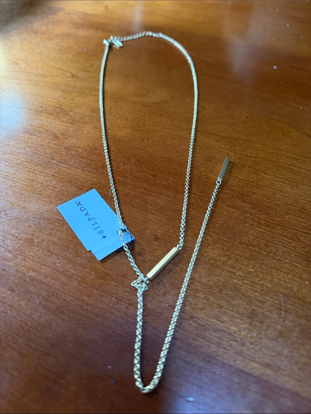 SILPADA NWT Gold toned Bar Lariat Drop Necklace